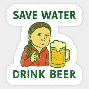 Save Water Drink Beer Climate Parody Joke Sticker